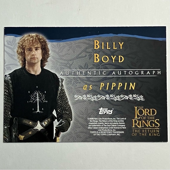 BILLY BOYD AUTOGRAPH CARD / Pippin From LOTR: Return Of The King / Topps / 2003 - Picture 4 of 7
